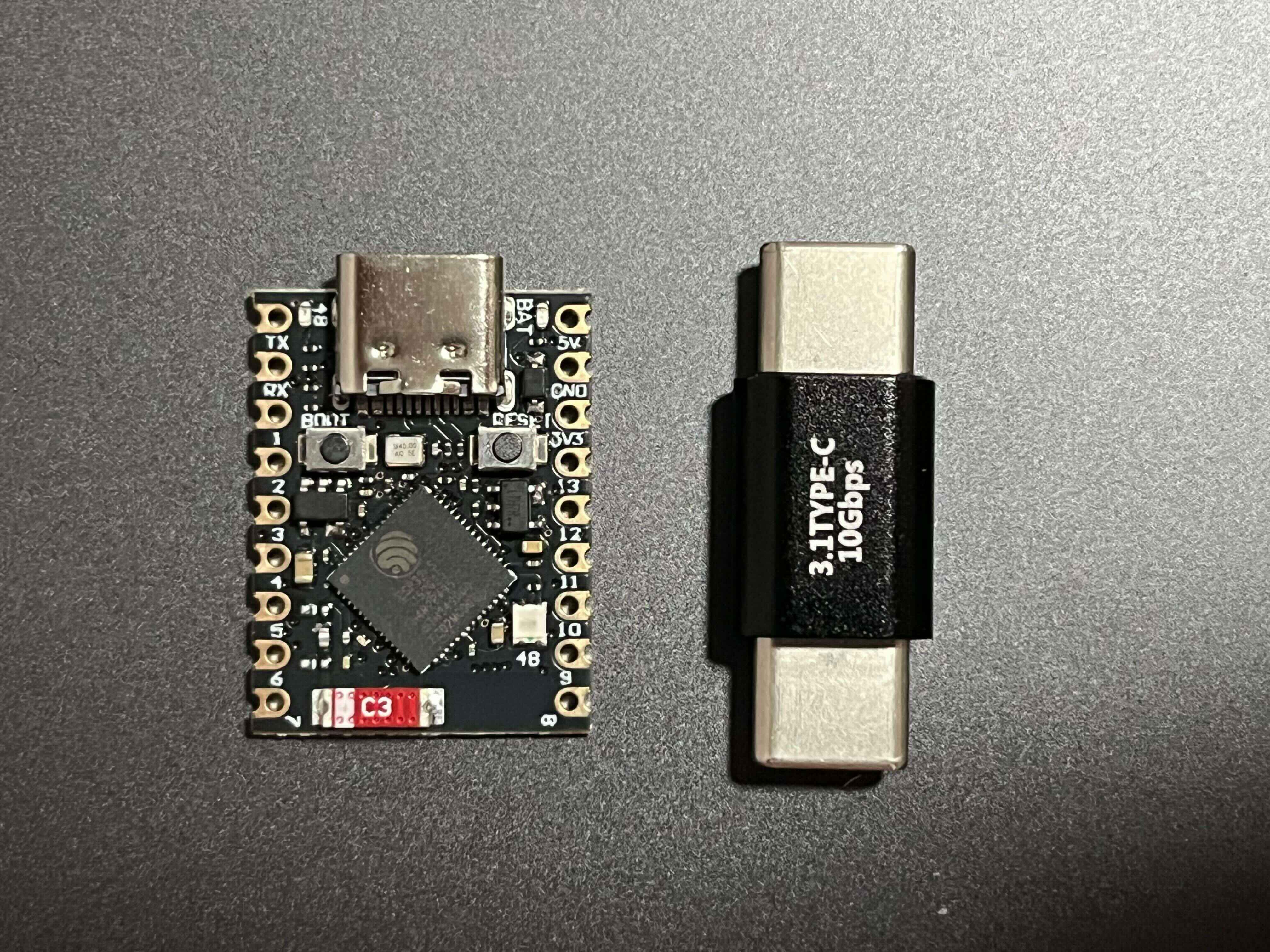 ESP32-S3 SuperMini board and USB-C adapter